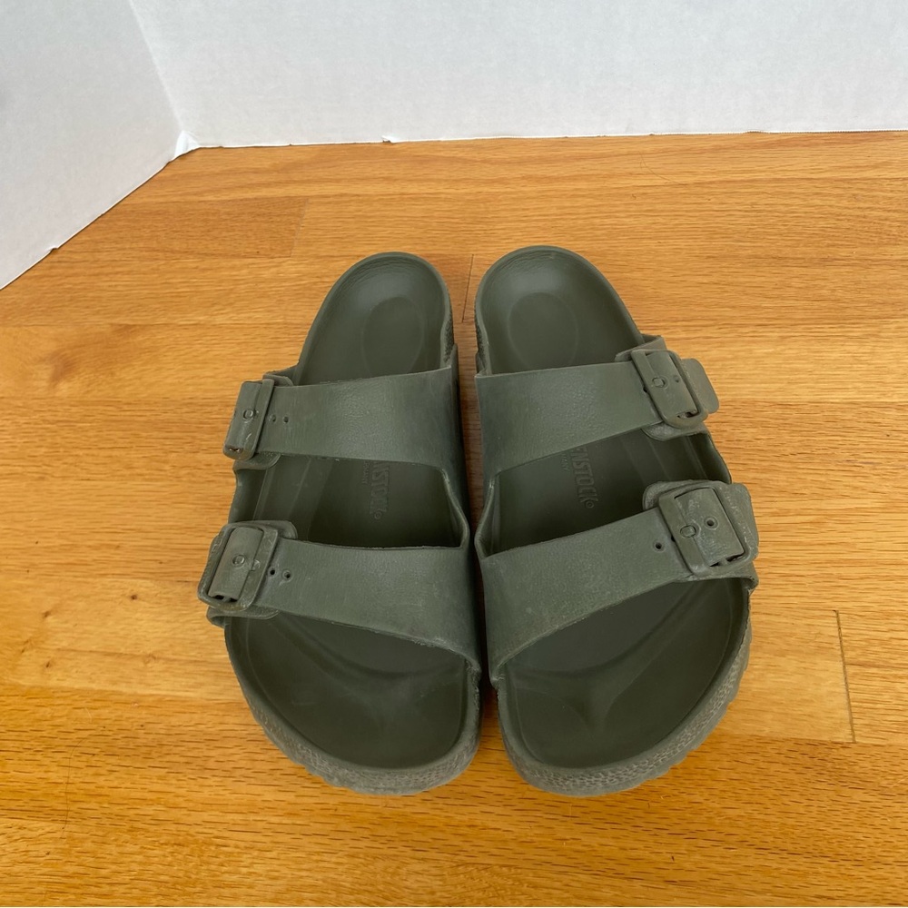 Military green Birkenstock rubber Arizona Sandals